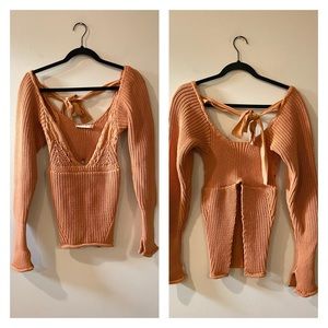 Jonathan Simkhai orange knit top size XS